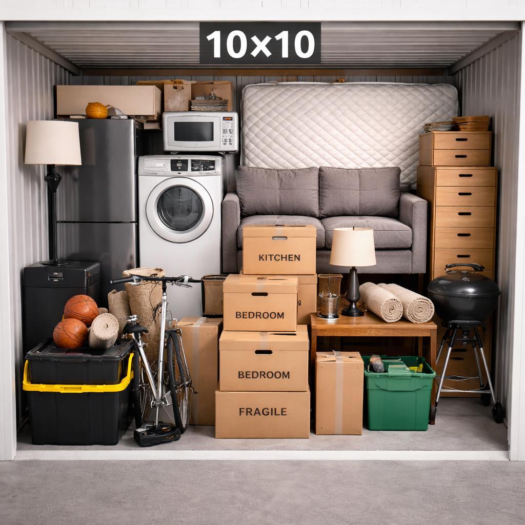 Example of items that fit in a 10 × 10 storage unit